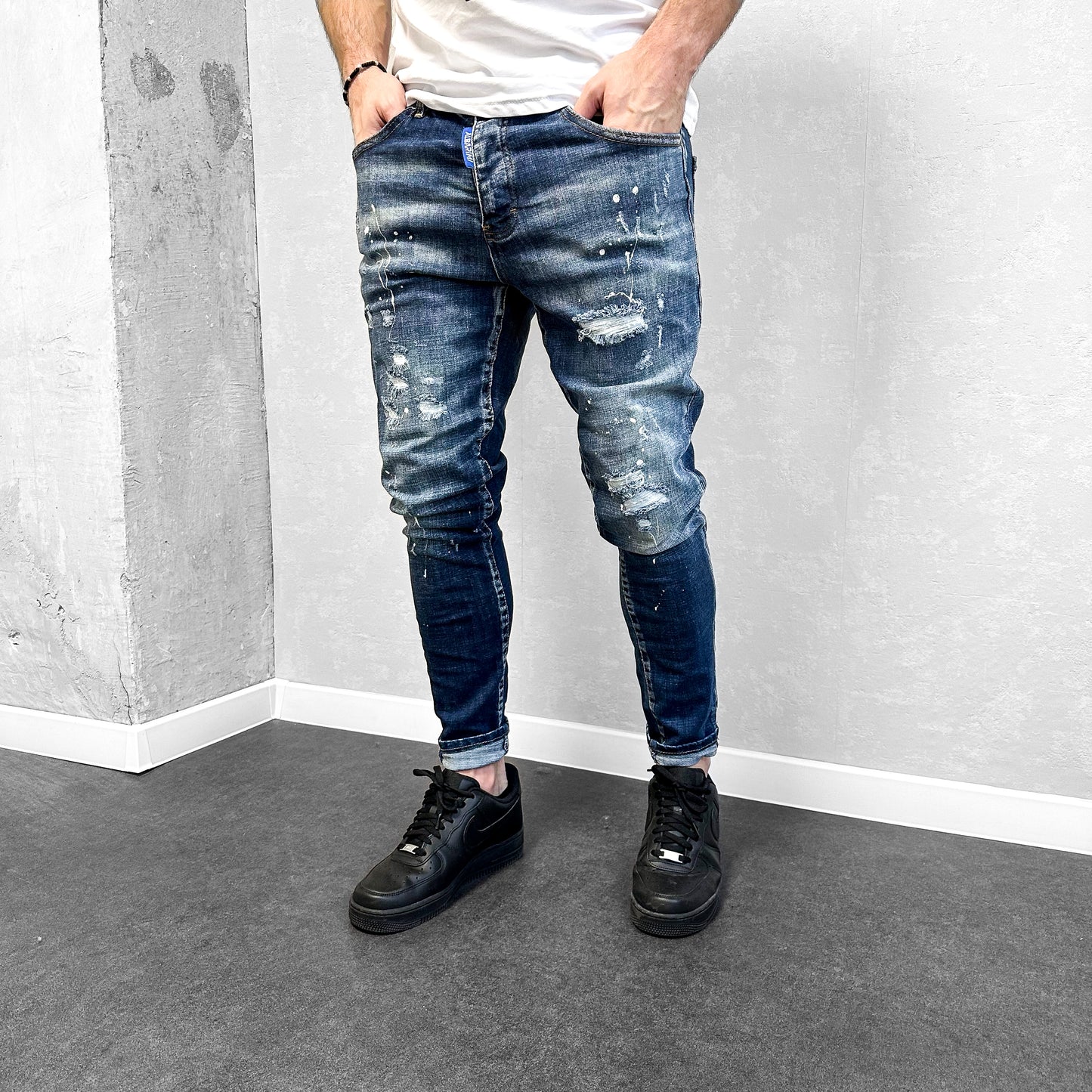 Мъжки дънки с накъсан ефект "Tevez"