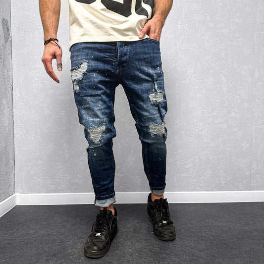 Мъжки накъсани дънки с пръски "Vetos"