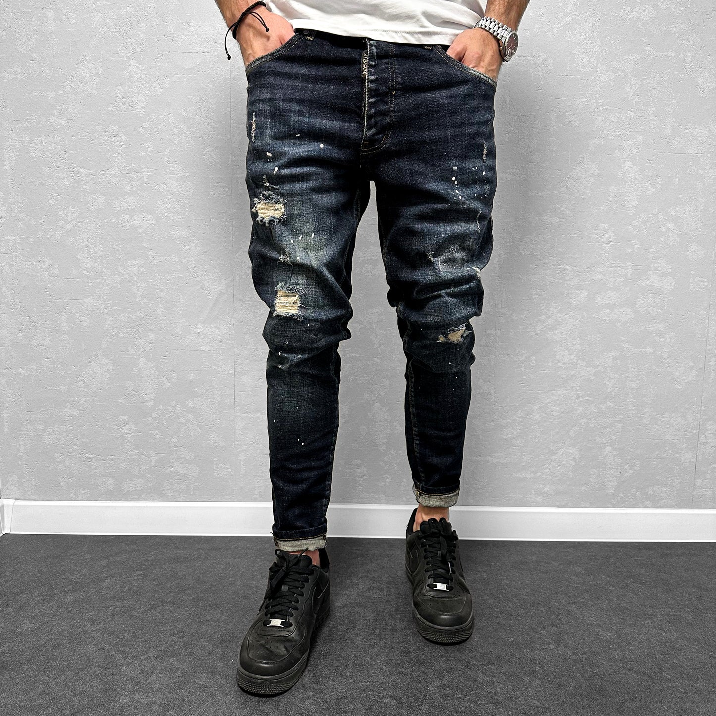 Мъжки дънки с пръски "Voyan"