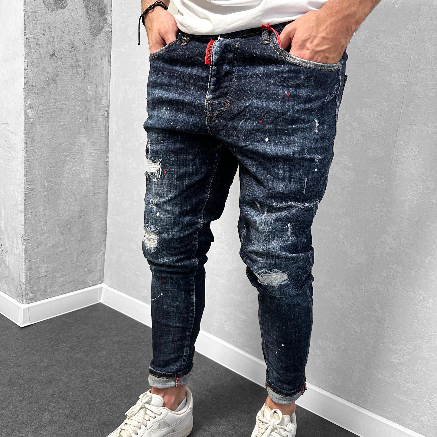 Мъжки дънки с леки пръски "Retayas"