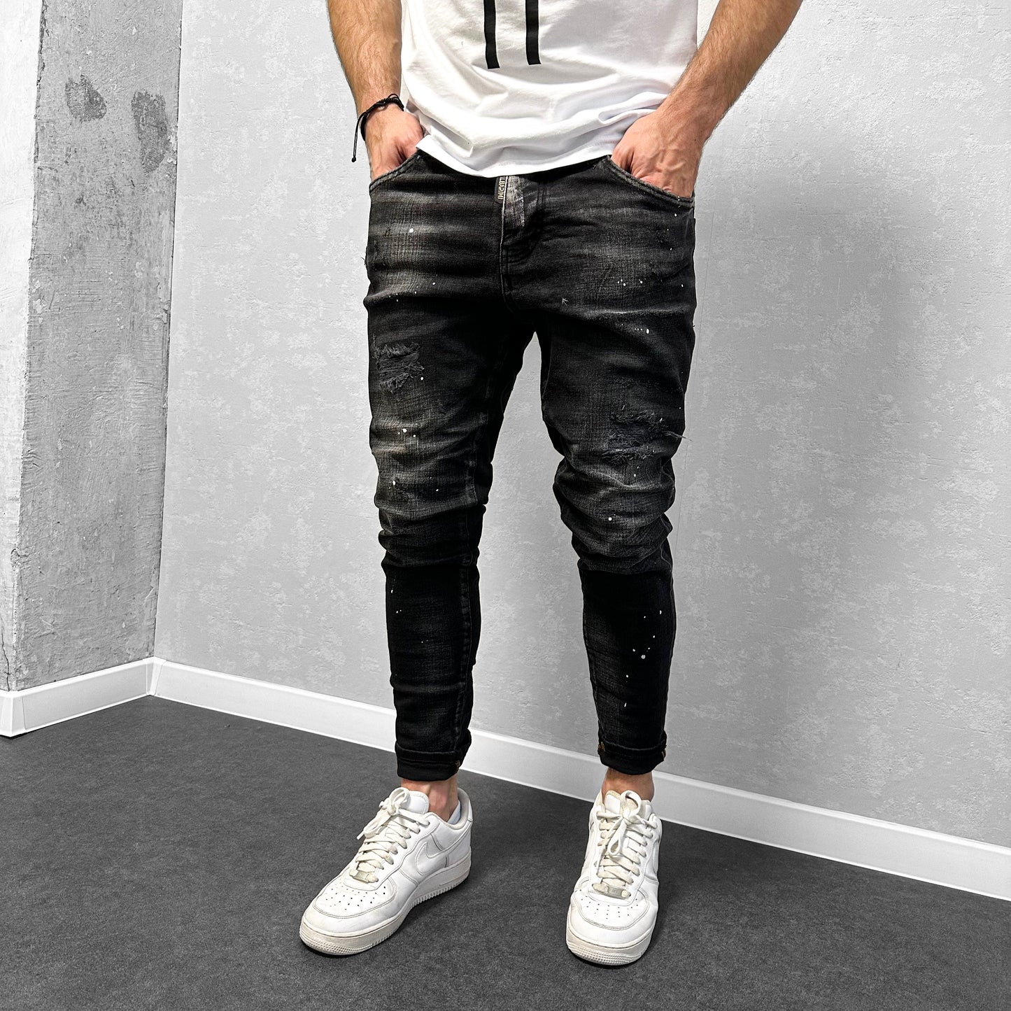 Мъжки дънки с леки пръски "Jeydon"