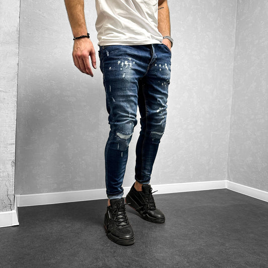 Мъжки дънки с накъсан и напръскан ефект "Nevex"