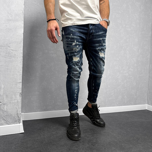 Мъжки накъсани дънки с пръски "Puertes"