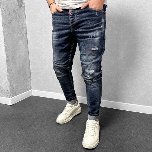 Мъжки напръскани дънки с кръпки "Terrio"