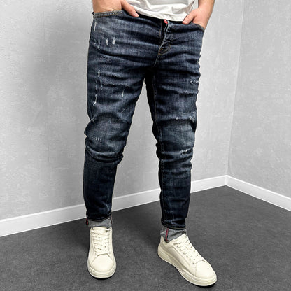 Мъжки изчистени дънки  с лек накъсан ефект "Navarus"