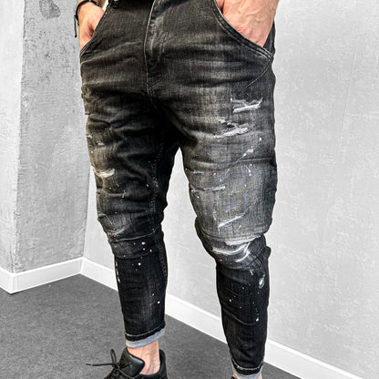 Мъжки дънки с пръски "BLCKISLND2"