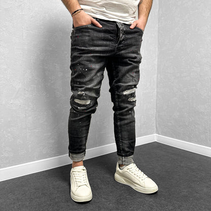 Мъжки накъсани дънки с пръски "Vinias"