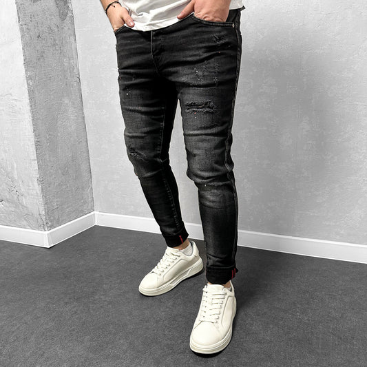 Мъжки накъсани дънки с пръски "Euphoria"