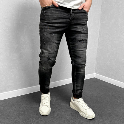 Мъжки накъсани дънки с пръски "Euphoria"