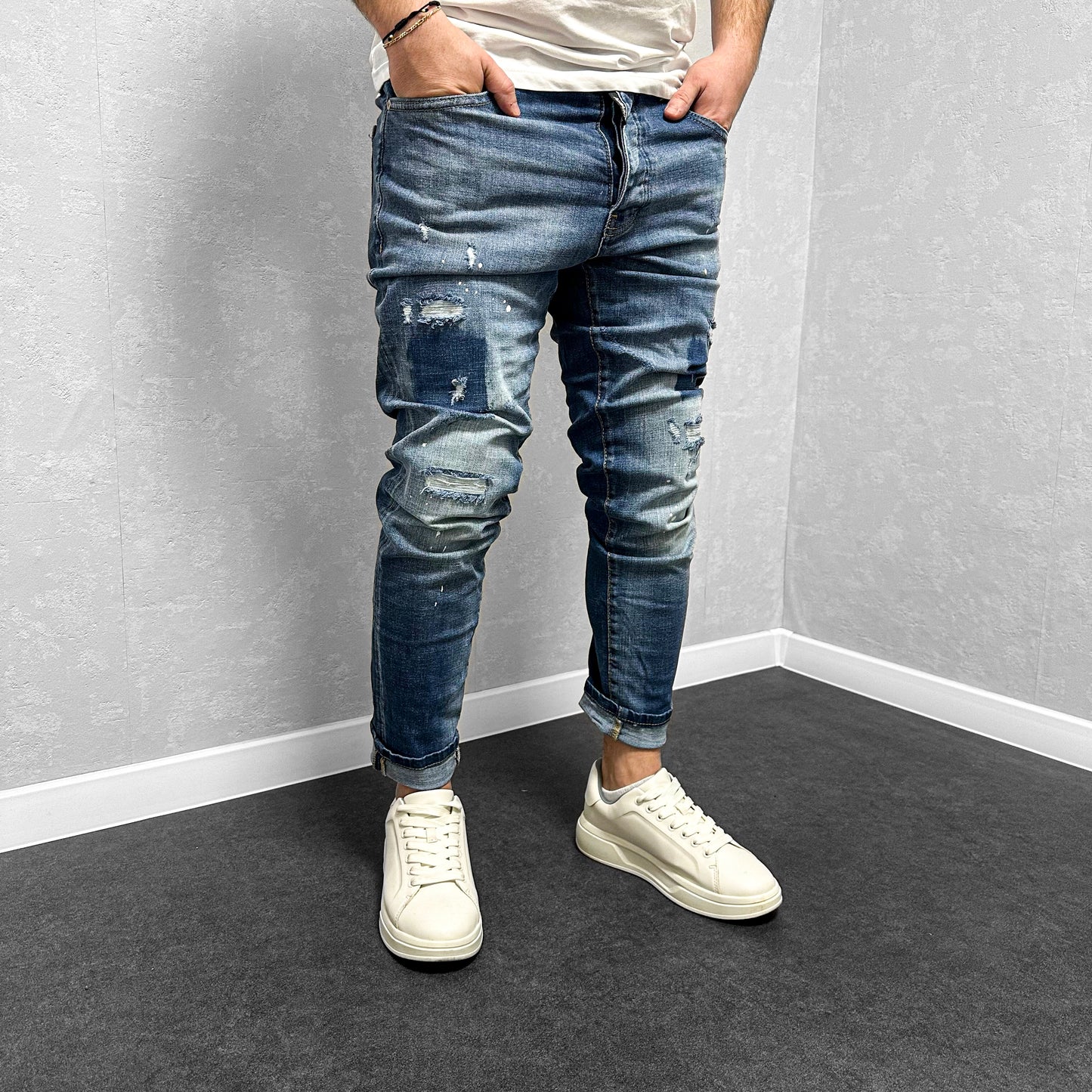 Мъжки дънки с напръскан ефект "Ferrian"