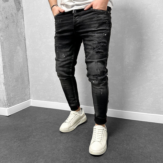 Мъжки накъсани дънки с пръски "Leandro"