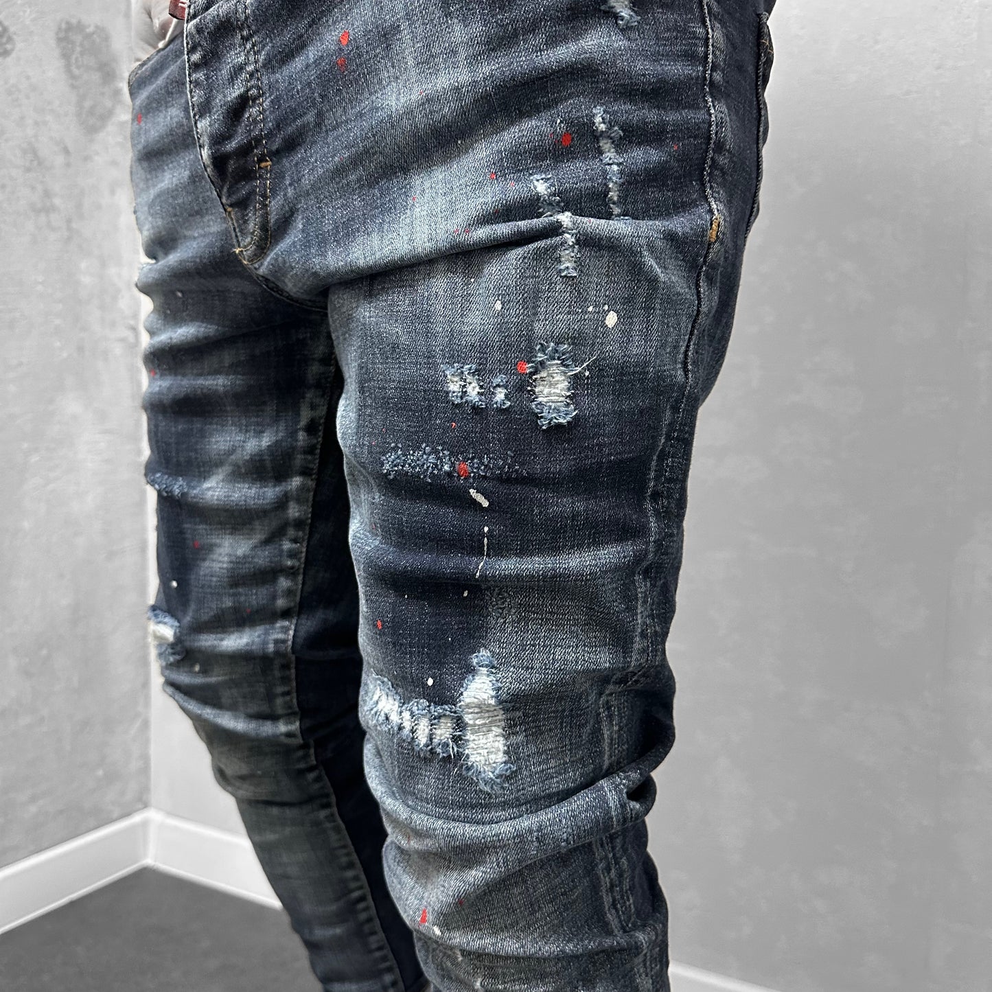 Мъжки накъсани дънки с пръски "Mordred"