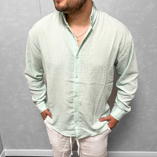 Мъжка лятна OVERSIZE риза в ментов цвят