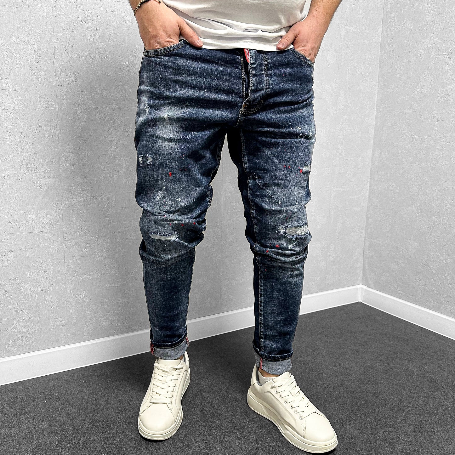 Мъжки напръскани дънки с кръпки "Terrio"