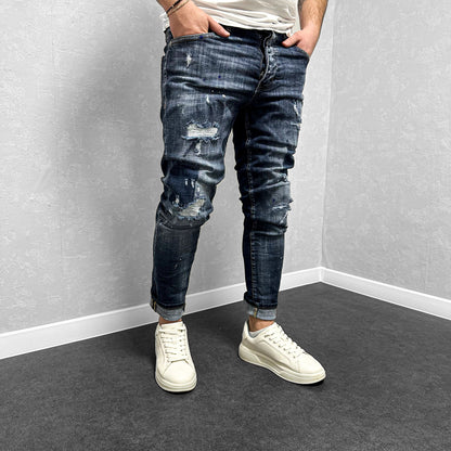 Мъжки накъсани дънки с пръски "Ruthless"