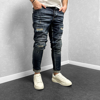 Мъжки накъсани дънки с пръски "Drathar"