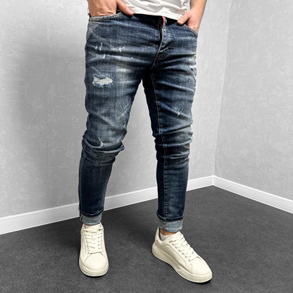 Мъжки изчистени дънки с леки накъсвания "Artem"