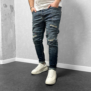 Мъжки дънки с кръпки и пръски "Ferrnando"