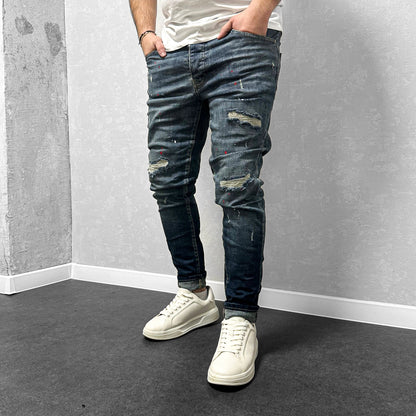 Мъжки дънки с кръпки и пръски "Ferrnando"