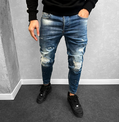 Мъжки Slim Fit напръскани дънки ''Hector"