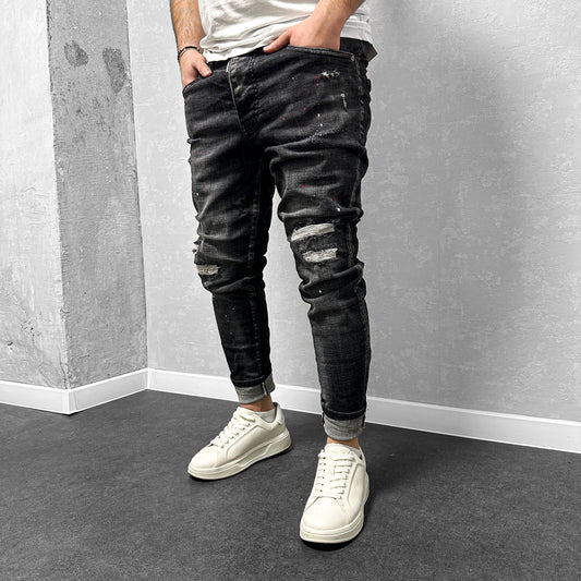 Мъжки накъсани дънки с пръски "Vinias"