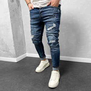 Мъжки накъсани дънки с пръски "Riveres"