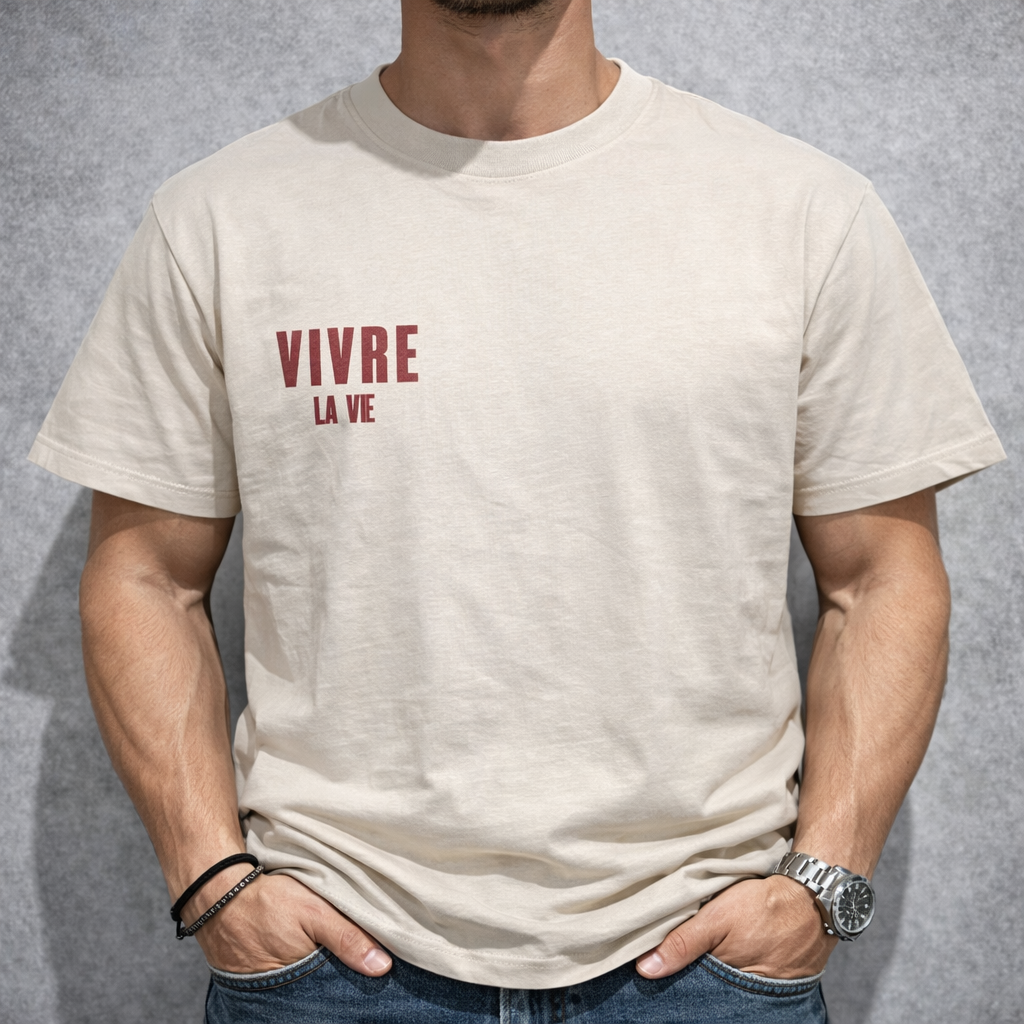 Мъжка OVERSIZE тениска "VIVRE LA VIE"