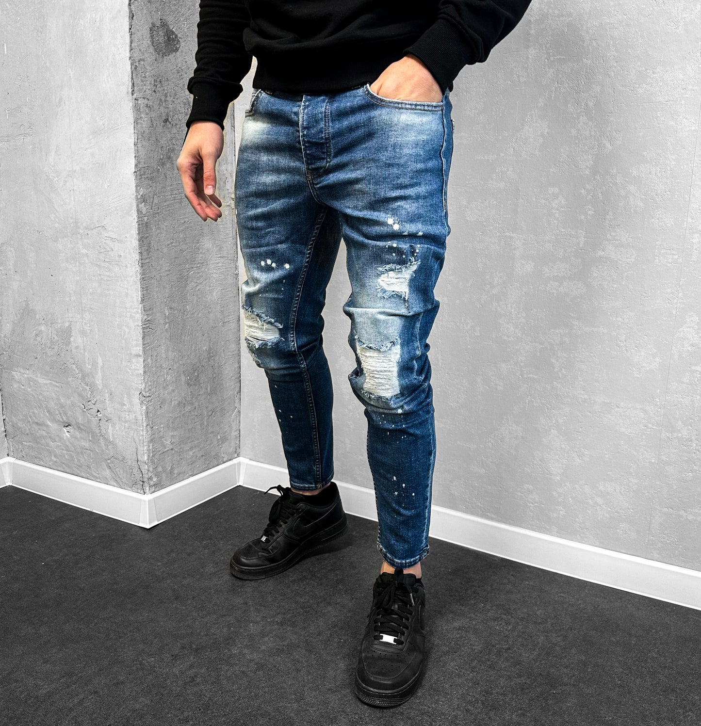 Мъжки Slim Fit напръскани дънки ''Hector"