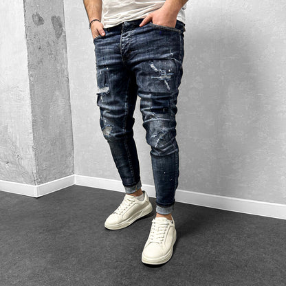 Мъжки накъсани дънки с пръски "Ruthless"