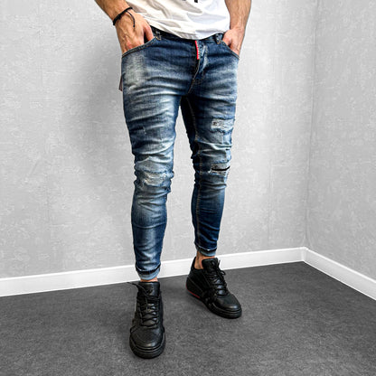 Мъжки дънки с лек скъсан ефект "Rode"