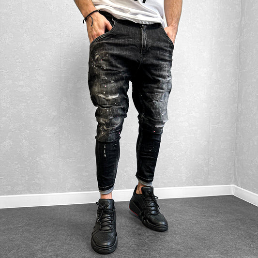 Мъжки дънки с пръски "BLCKISLND2"