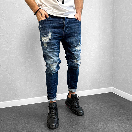 Мъжки накъсани дънки с пръски "Jerome"