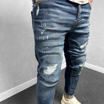 Мъжки накъсани дънки с пръски "Riveres"