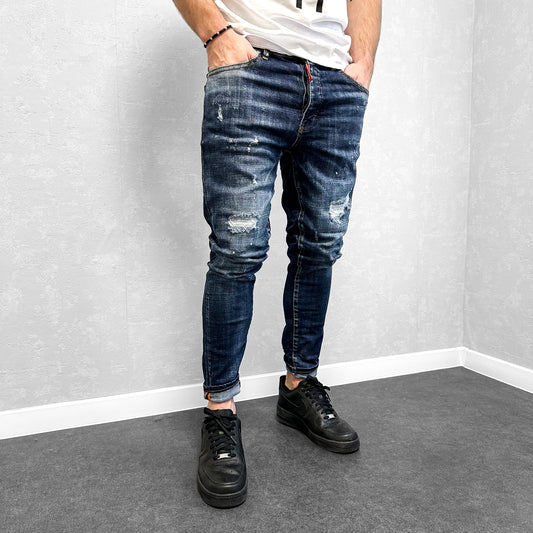 Мъжки накъсани дънки с пръски "Ventaro"