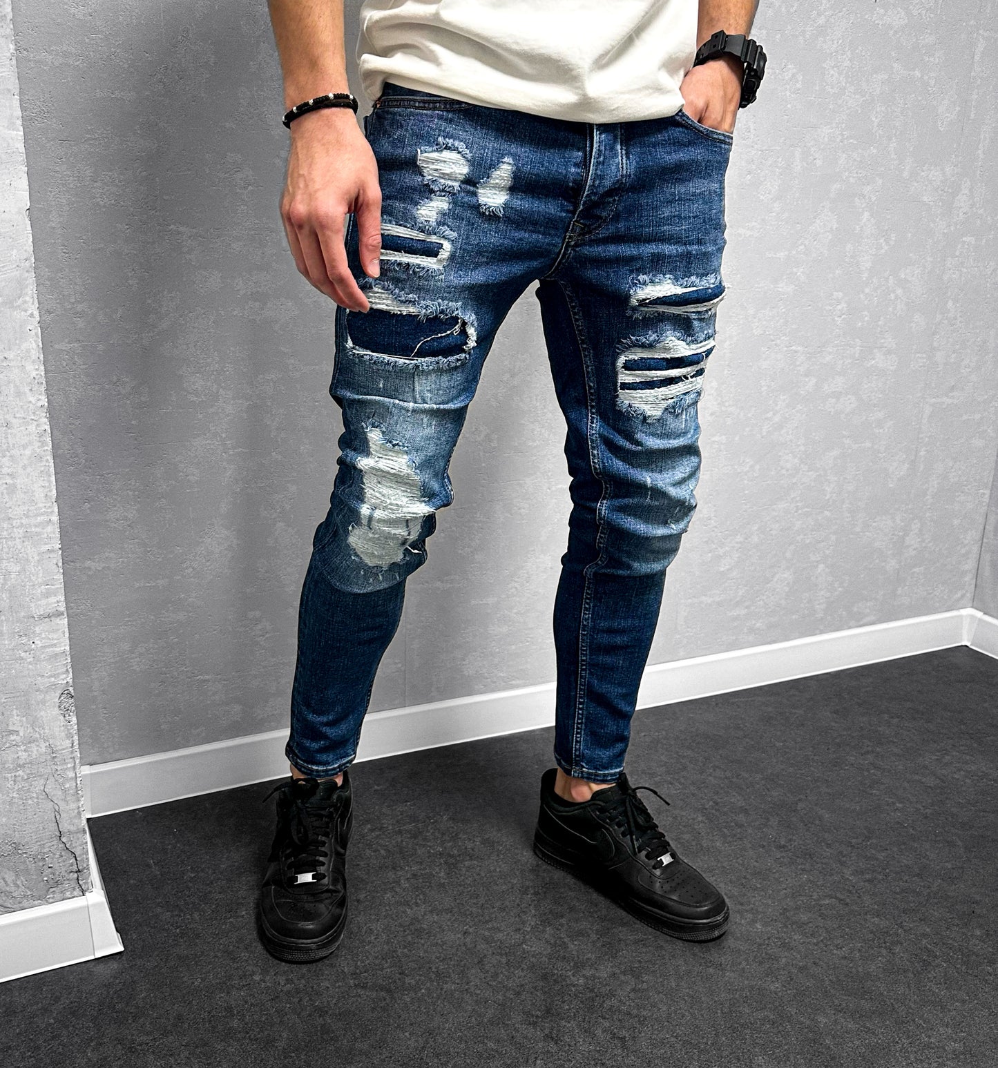 Мъжки Slim Fit накъсани дънки "Superior"