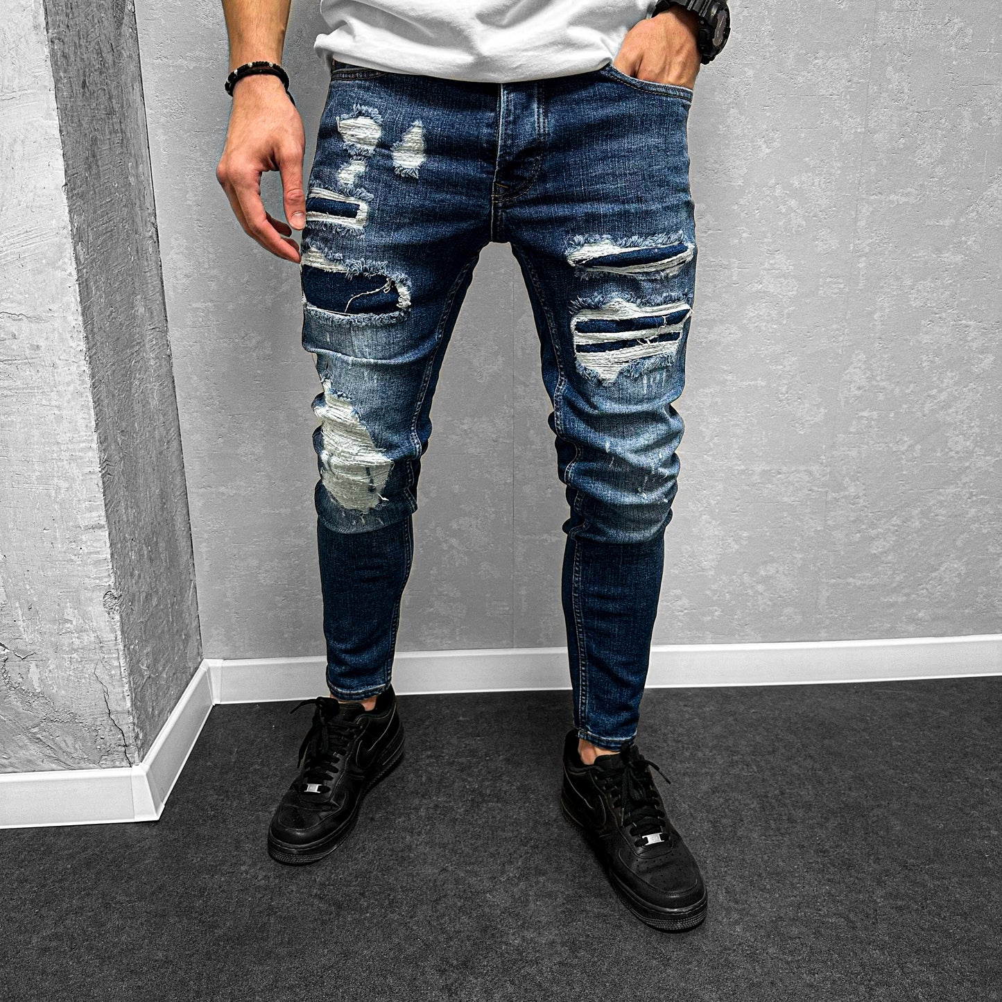 Мъжки Slim Fit накъсани дънки "Superior"