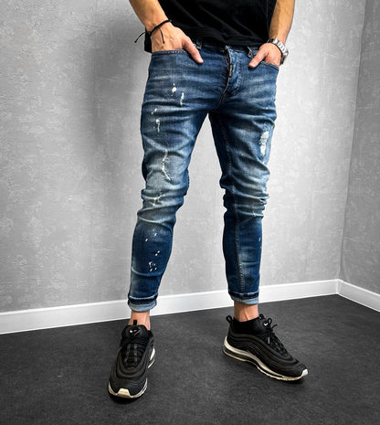 Мъжки Slim fit дънки с пръски  "Nardes"