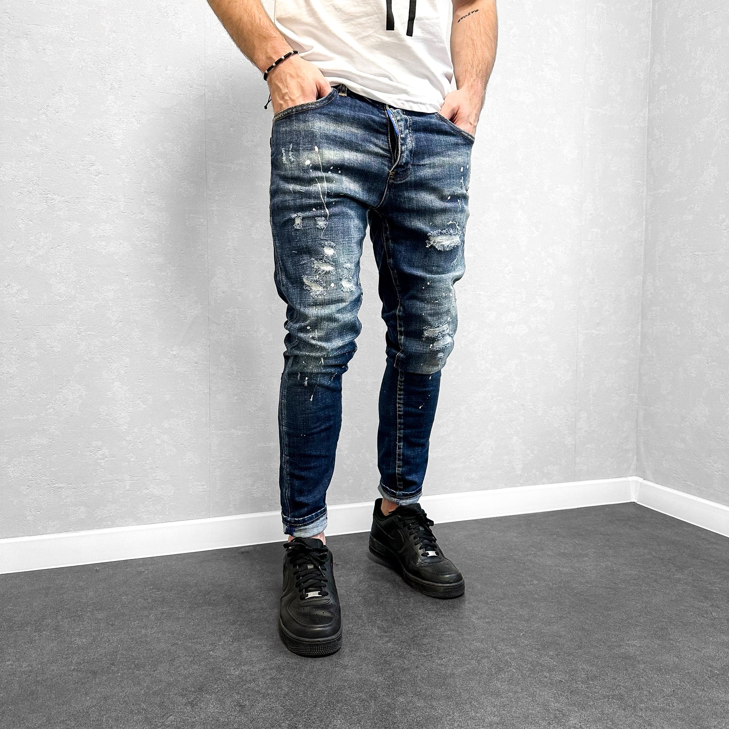 Мъжки дънки с накъсан ефект "Tevez"