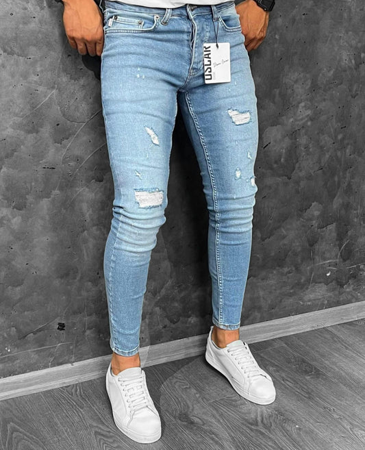 Мъжки SLIM FIT дънки с лек накъсан ефект "Kayle"