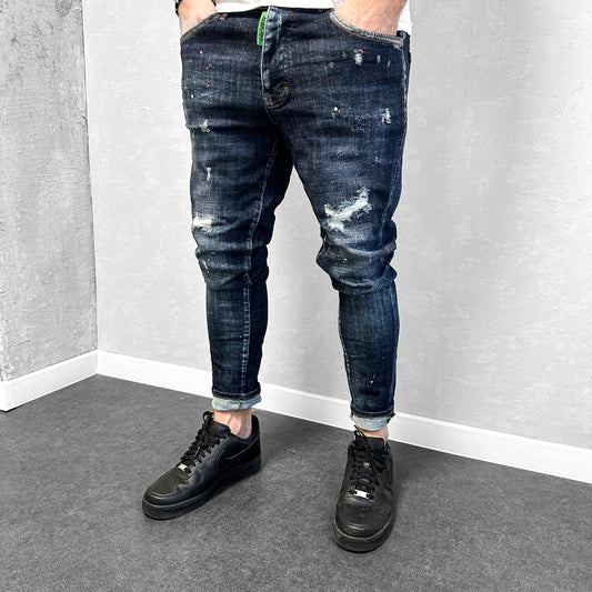 Мъжки дънки с пръски и кръпки "Avallon"