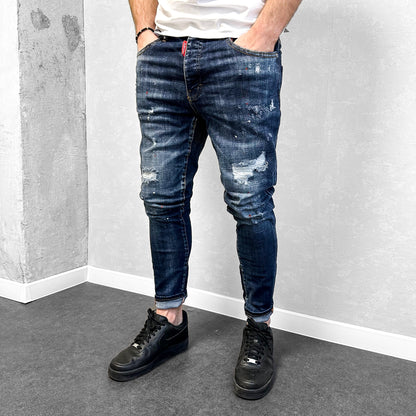 Мъжки накъсани дънки с пръски "Ventaro"