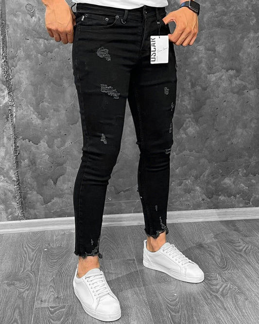 Мъжки SLIM FIT дънки с кръпки "Navarro"