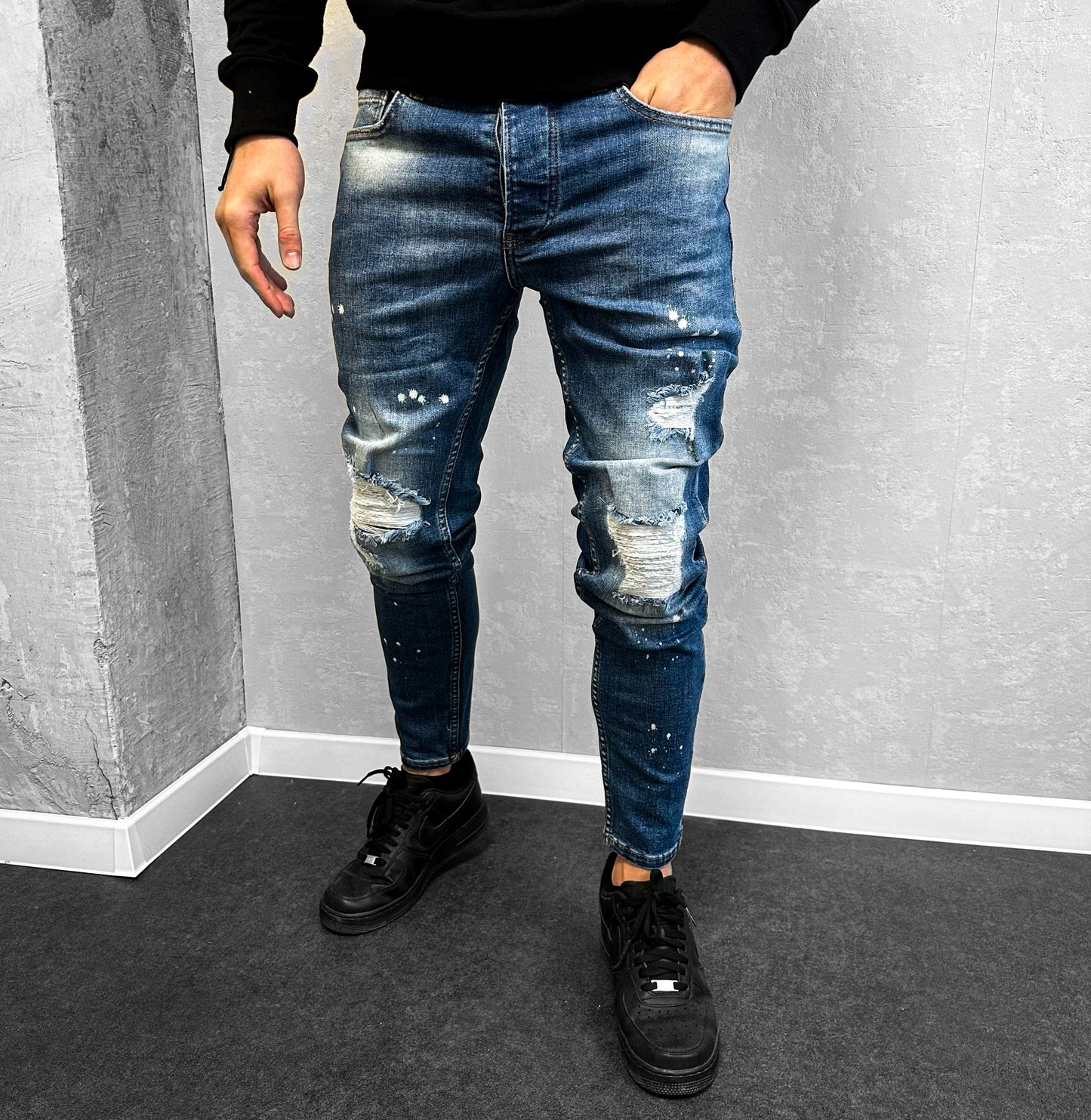 Мъжки Slim Fit напръскани дънки ''Hector"