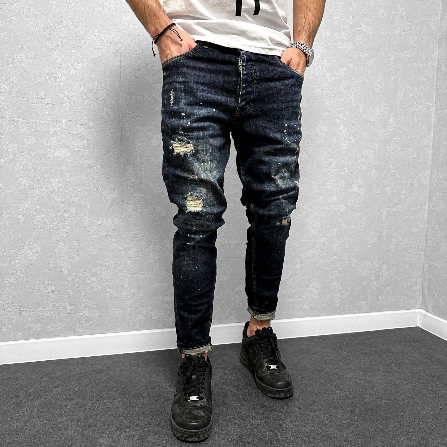 Мъжки дънки с пръски "Voyan"