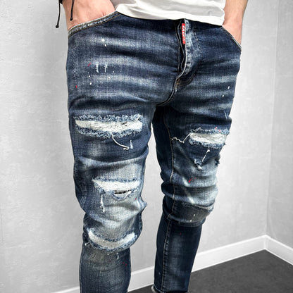 Мъжки накъсани дънки с пръски "Hecttorr"