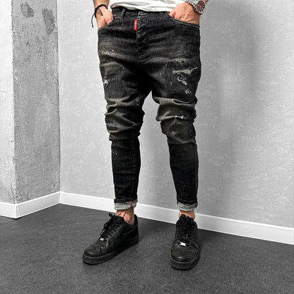 Мъжки накъсани дънки с пръски "Ravalor"