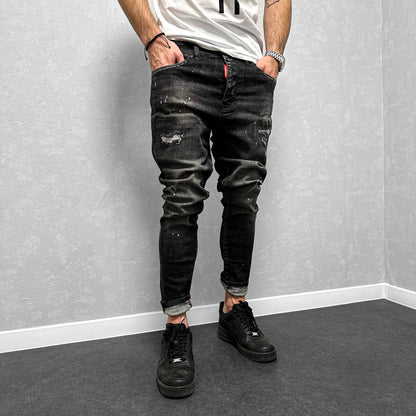 Мъжки накъсани дънки с пръски "Ravalor"