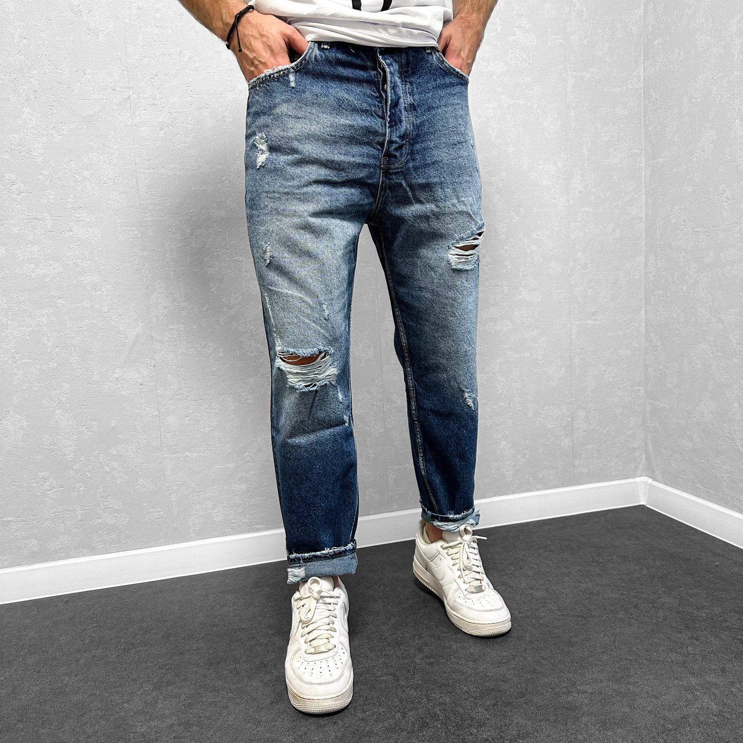 Мъжки накъсани boyfriend дънки "Darmian"