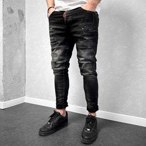 Мъжки напръскани дънки с кръпки "Insomnia"