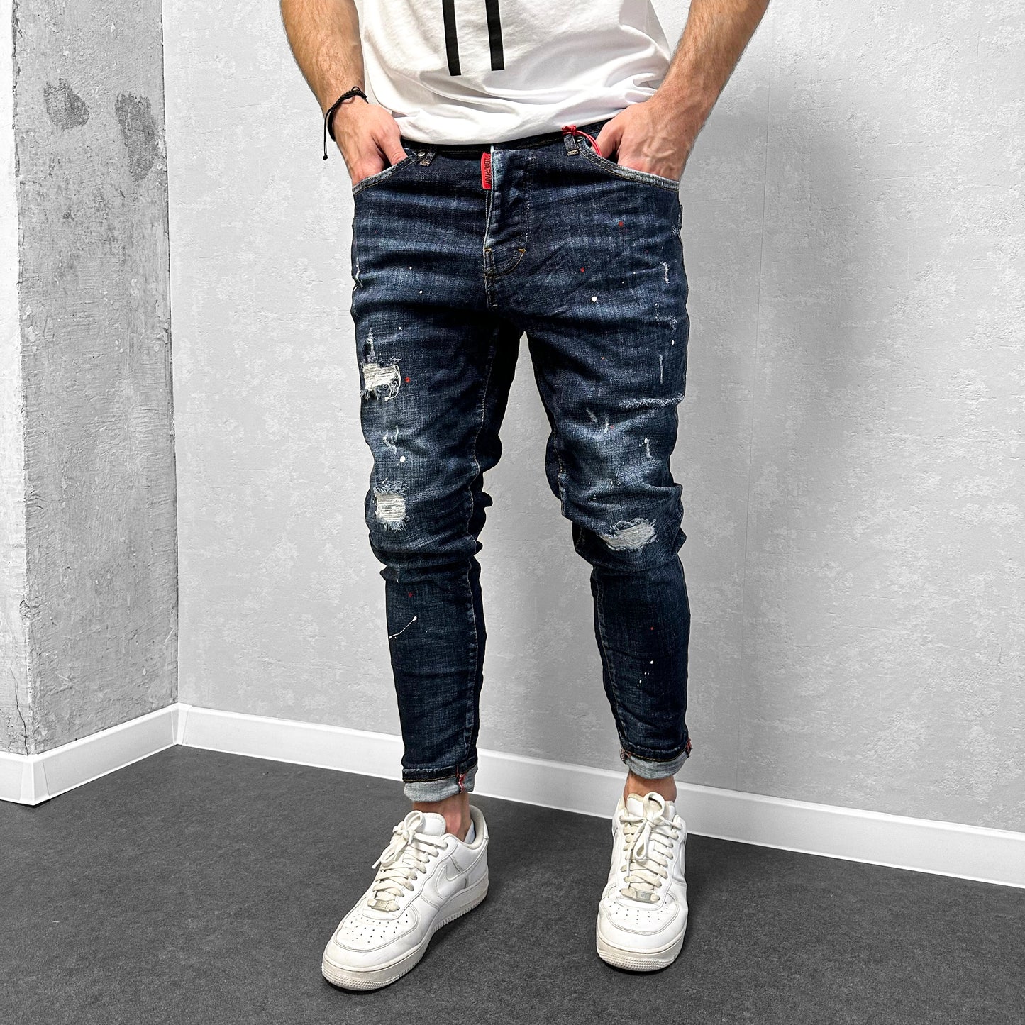 Мъжки дънки с леки пръски "Retayas"